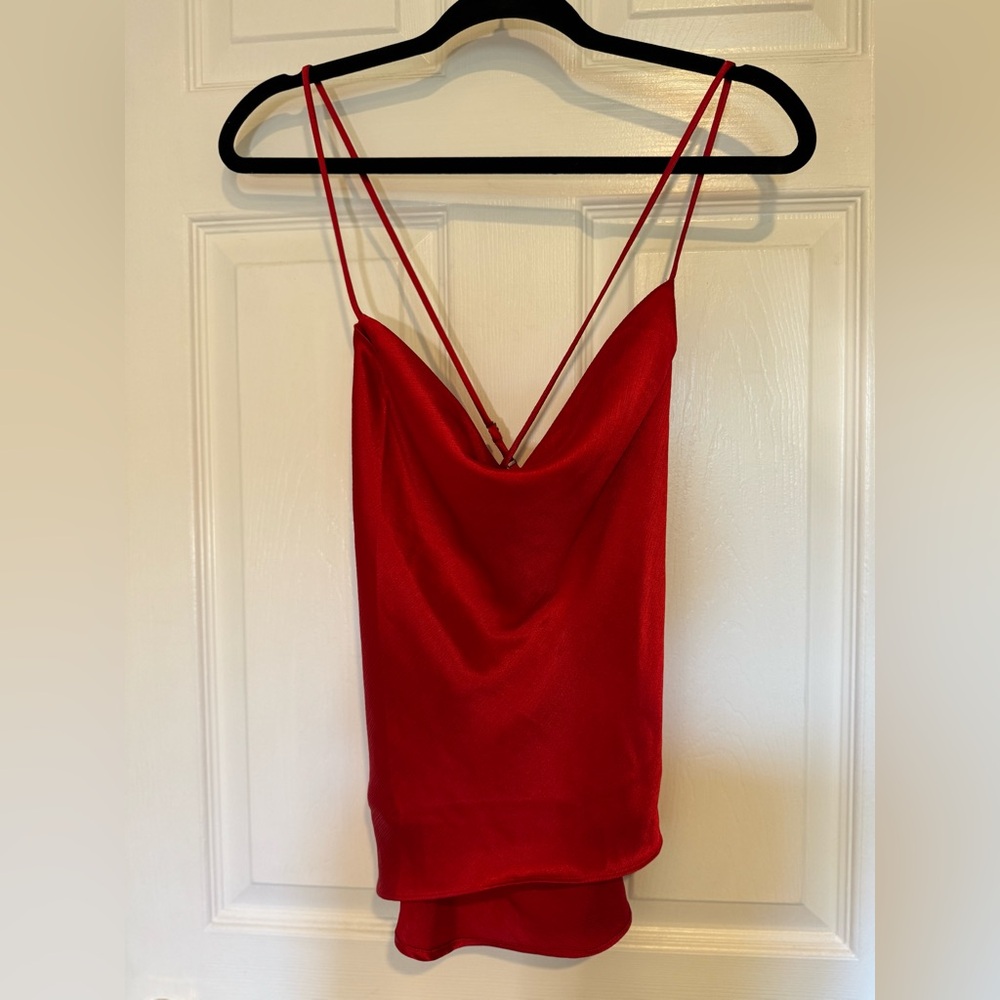 NWOT Forever Classy Red Satin Cowl Neck Tank Top